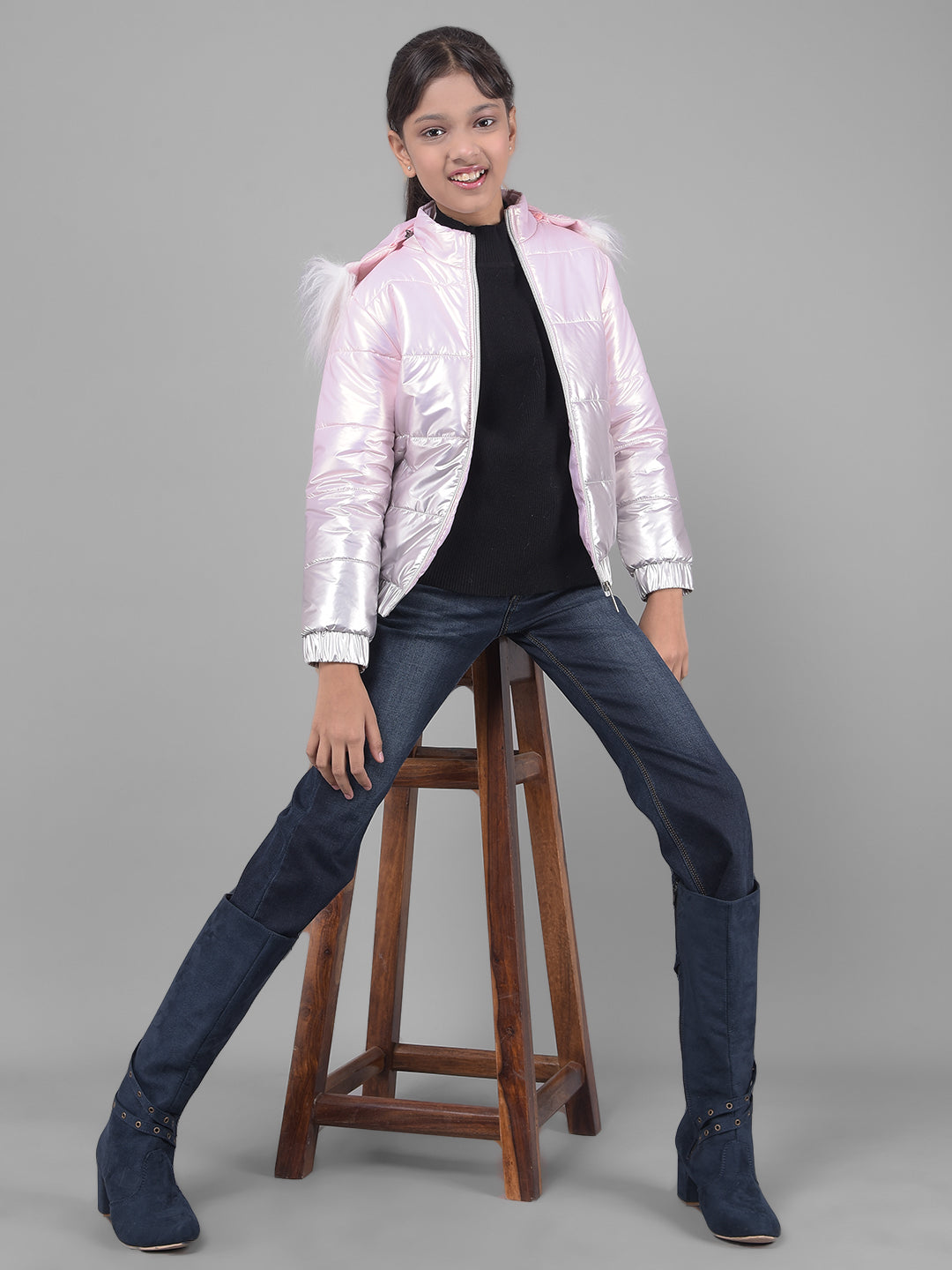 Pink Hooded Puffer Jacket