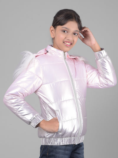 Pink Hooded Puffer Jacket-Girls Jackets-Crimsoune Club
