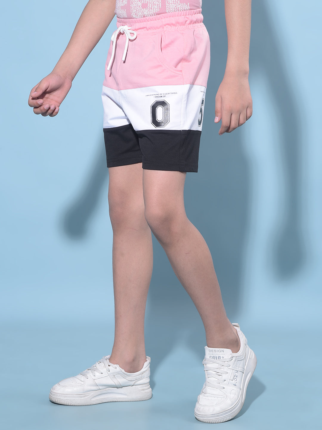 Pink Color Blocked Cotton Shorts-Boys Shorts-Crimsoune Club