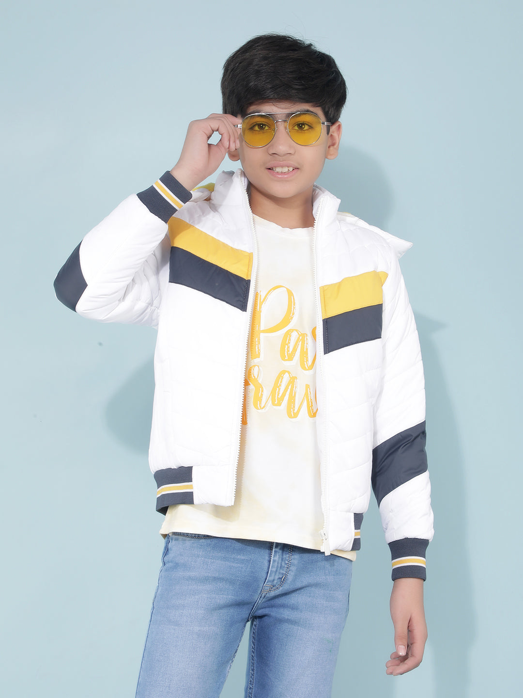 Boys white bomber jacket on sale