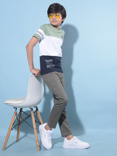Olive Printed Cotton Chinos Trousers-Boys Trousers-Crimsoune Club