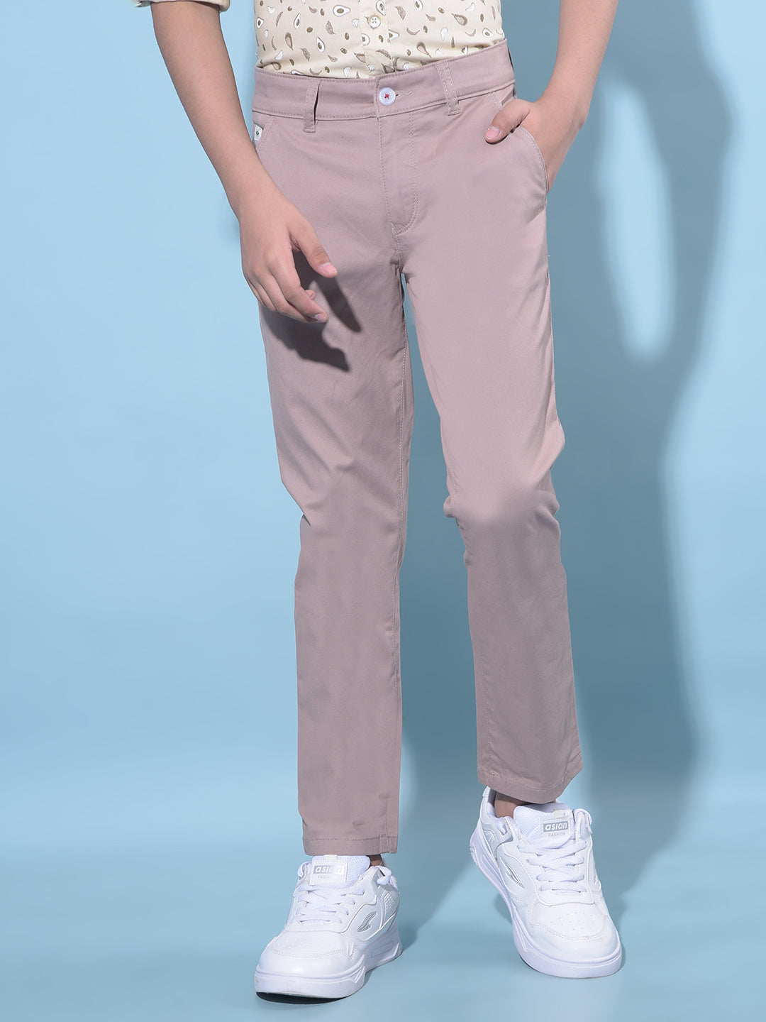 Brown Cotton Chinos Trousers-Boys Trousers-Crimsoune Club