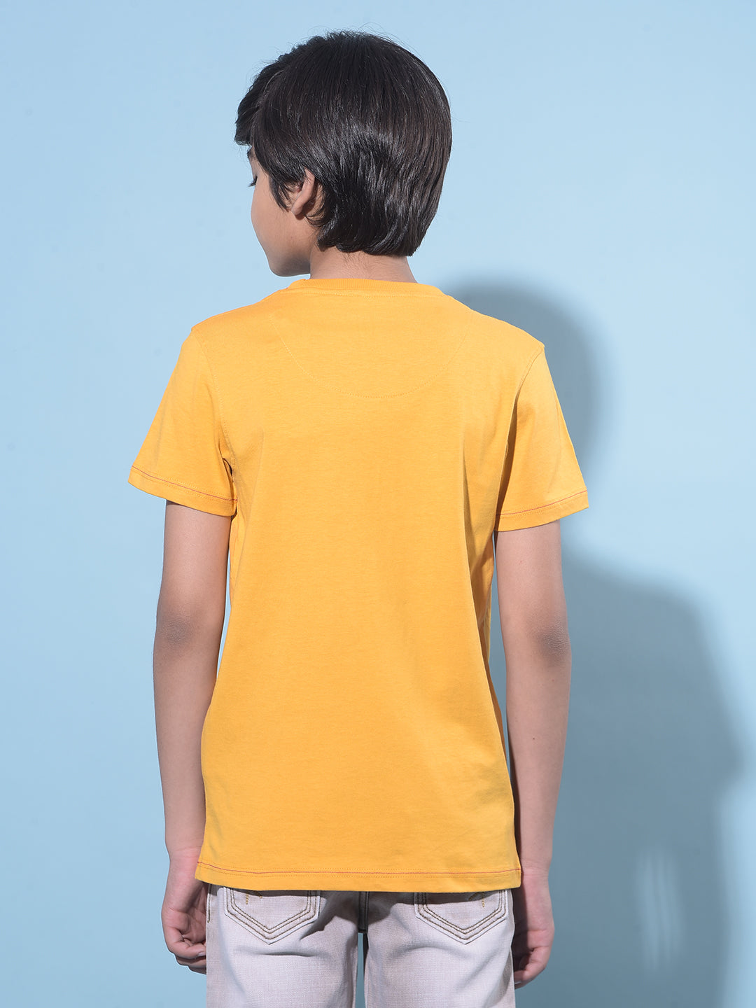 Mustard Graphic Print 100% Cotton T-Shirt-Boys T-Shirts-Crimsoune Club