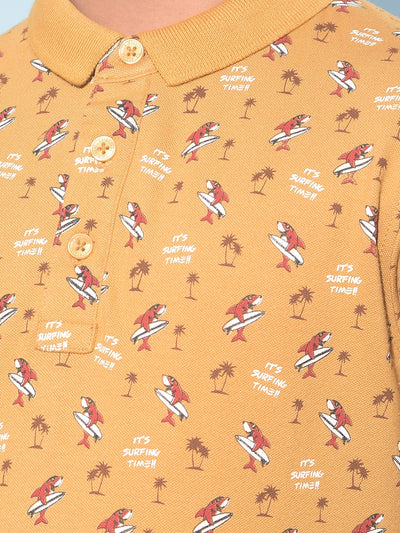 Mustard Printed T-Shirt-Boys T-Shirts-Crimsoune Club