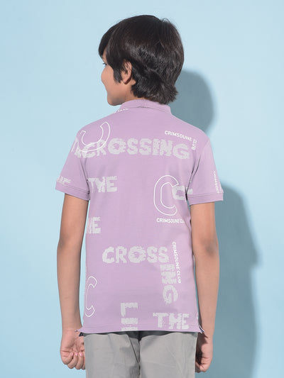 Purple Typographic Printed T-Shirt-Boys T-Shirts-Crimsoune Club