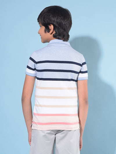 Multi Colour Horizontal Striped Polo T-Shirt-Boys T-Shirts-Crimsoune Club