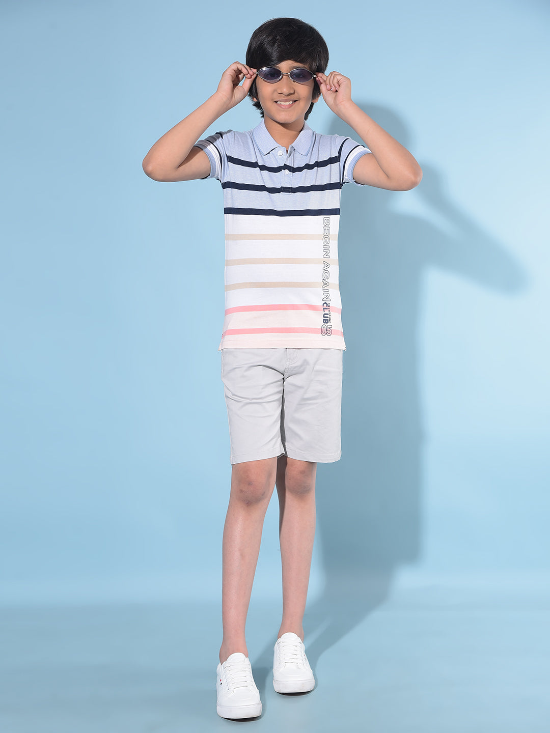 Multi Colour Horizontal Striped Polo T-Shirt-Boys T-Shirts-Crimsoune Club