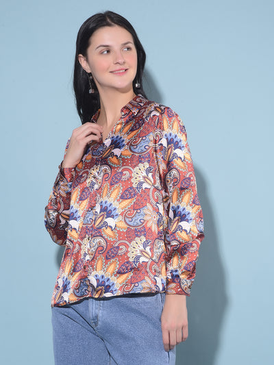 Multi Color Floral Print Shirt-Women Shirts-Crimsoune Club