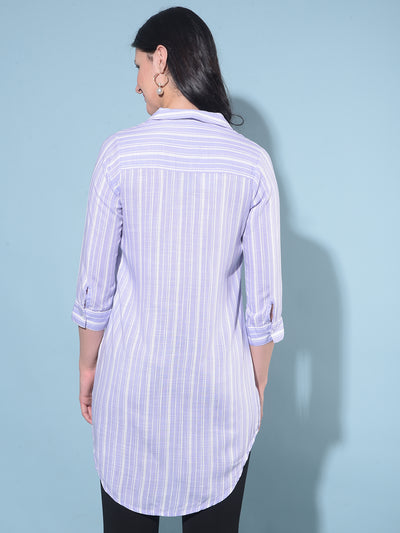 Purple Vertical Striped Shirt-Women Shirts-Crimsoune Club