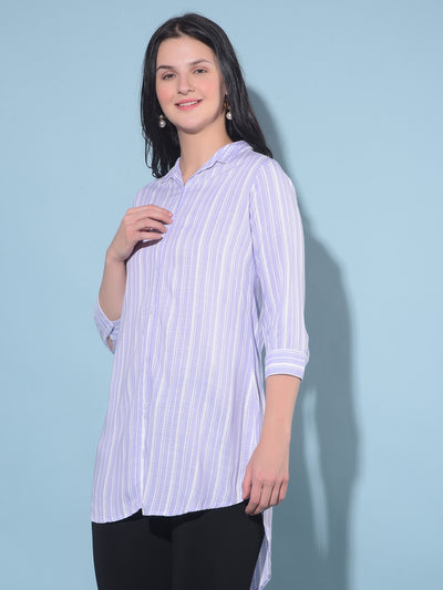 Purple Vertical Striped Shirt-Women Shirts-Crimsoune Club