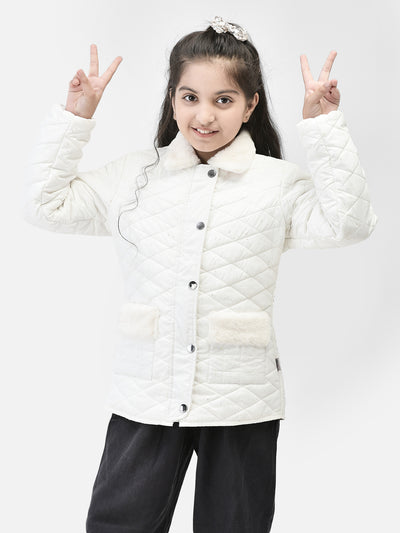 White Printed Jacket-Girls Jackets-Crimsoune Club