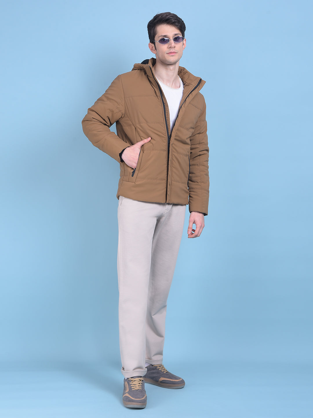 Brown Hooded Puffer Jacket