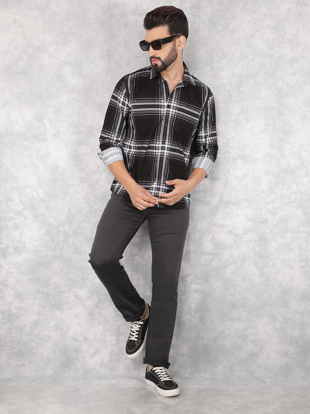 Black Checked 100% Cotton Shirt – Crimsoune Club