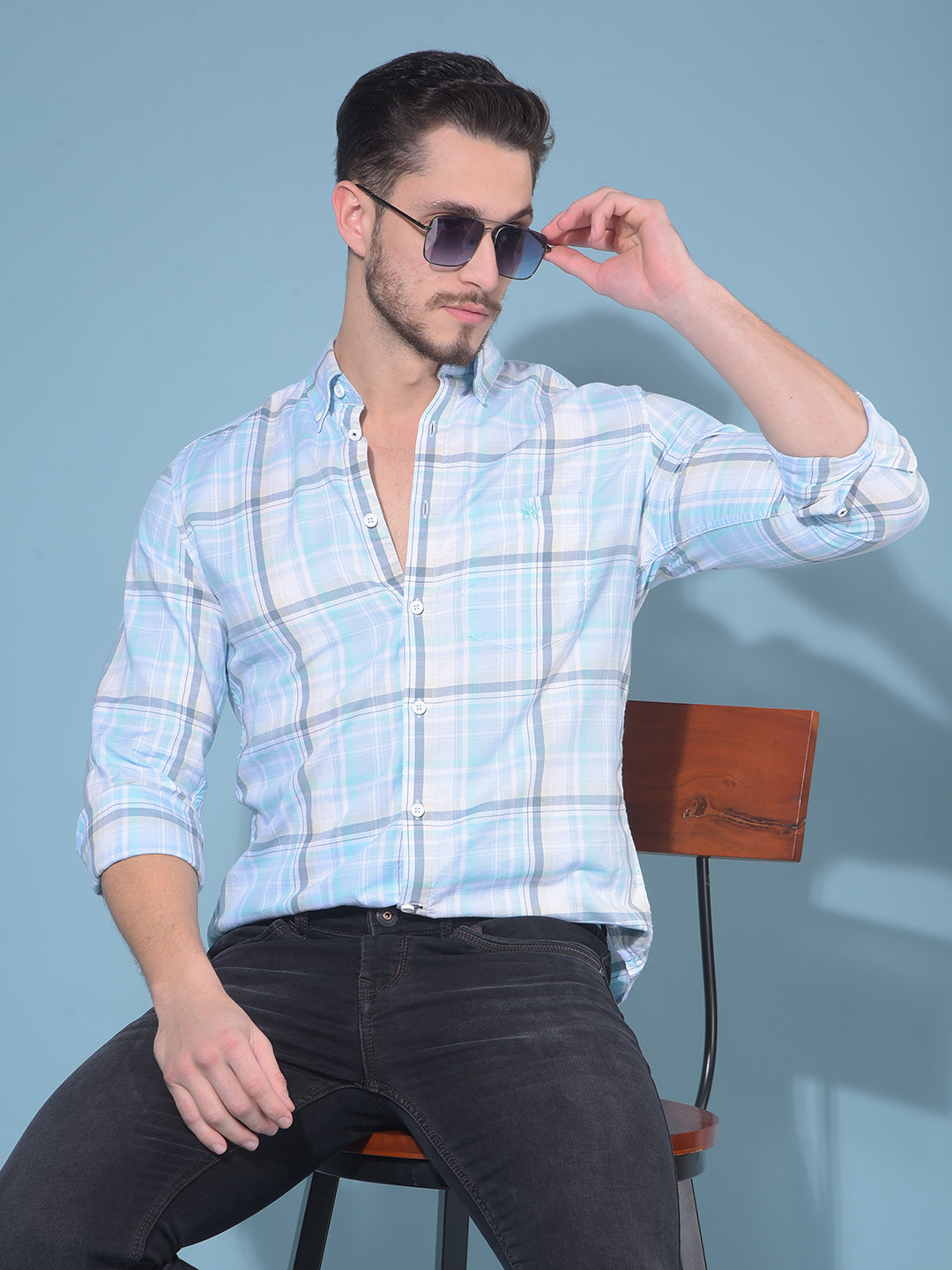Multi Colour Tartan Check 100% Cotton Shirt - Main Image