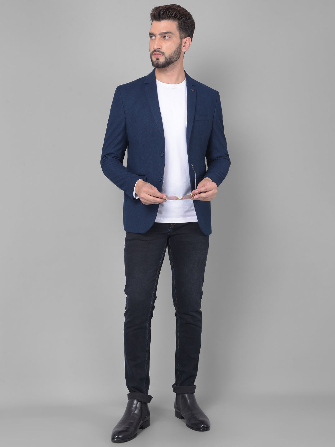 Navy Blue Single Breasted Blazer