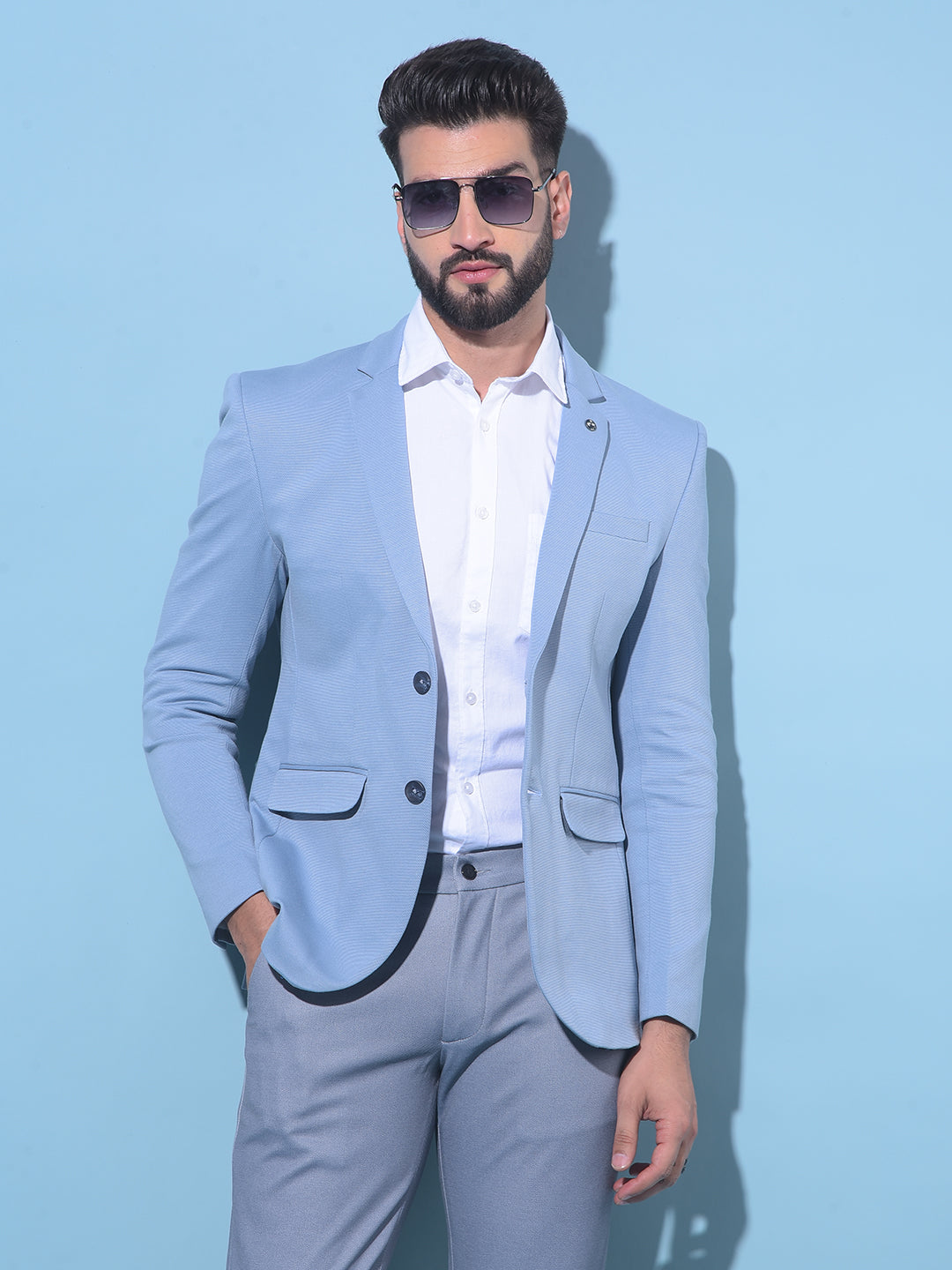 Blue Single-Breasted Blazer - Main Image