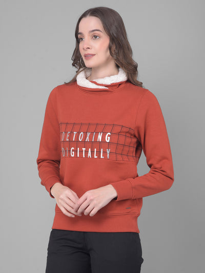 Red Printed Sweatshirt-Women Sweatshirts-Crimsoune Club