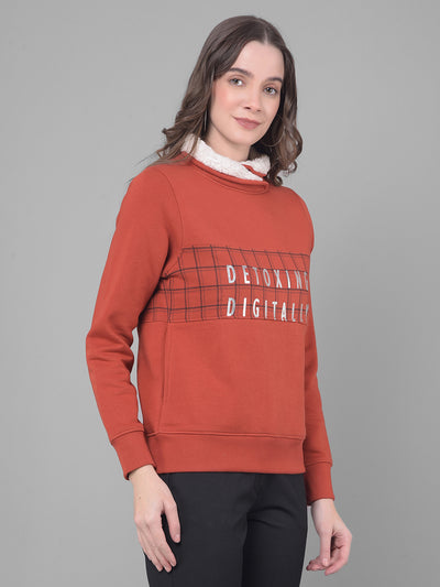 Red Printed Sweatshirt-Women Sweatshirts-Crimsoune Club