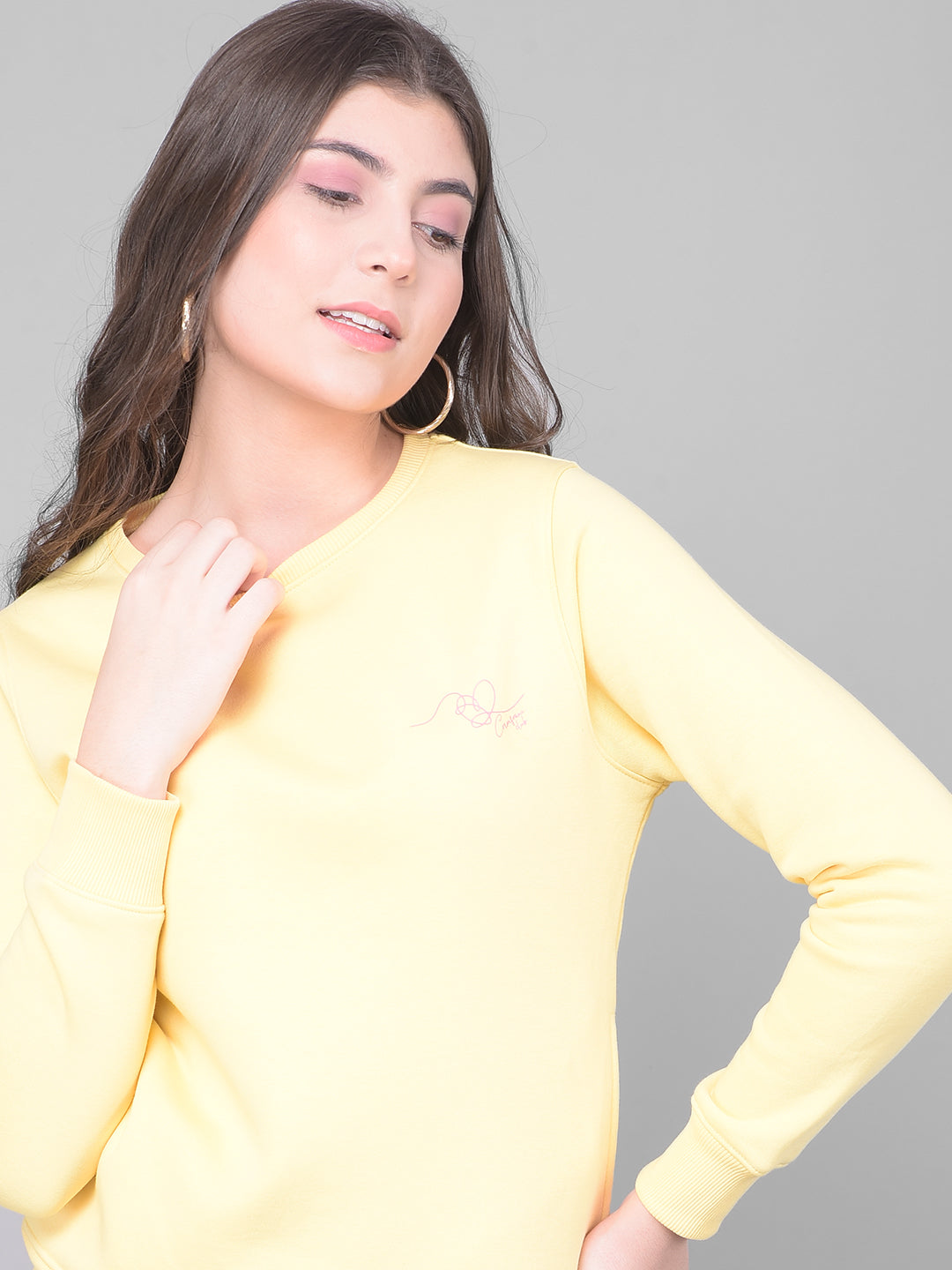 Yellow Sweatshirt-Women Sweatshirts-Crimsoune Club