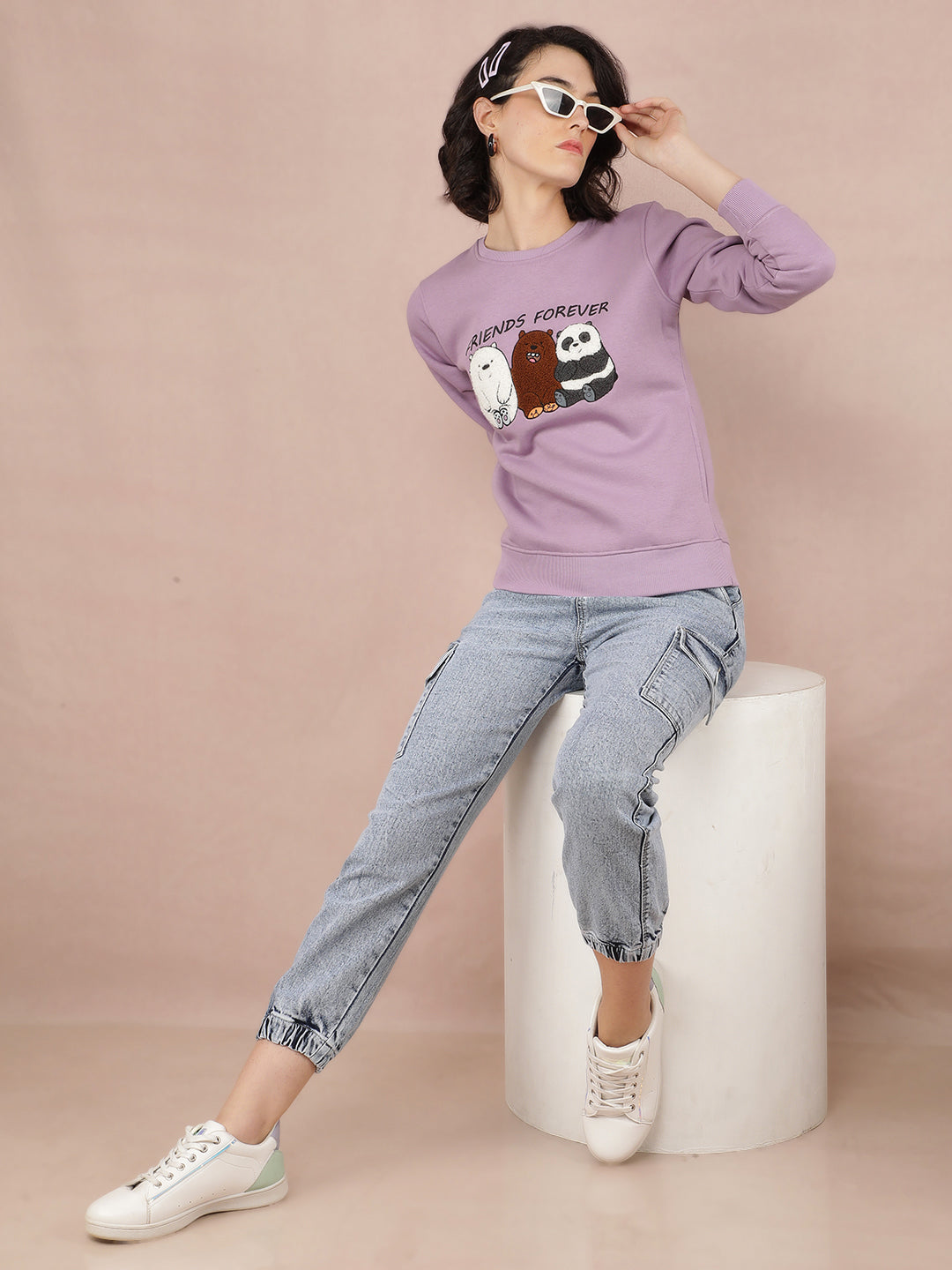 Purple Graphic Print Sweatshirt - Main Image
