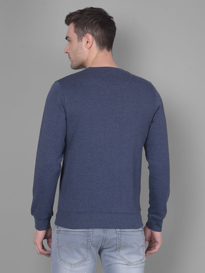 Blue Printed Sweatshirt-Men Sweatshirts-Crimsoune Club