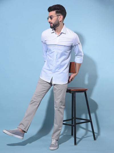 Blue Horizontal Striped 100% Cotton Shirt-Men Shirts-Crimsoune Club