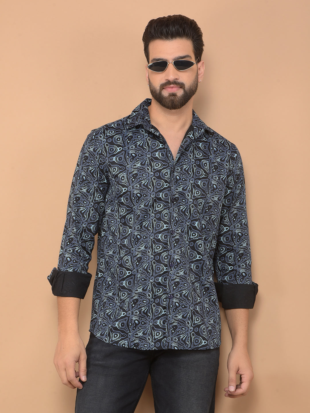 Navy Blue Printed Shirt – Crimsoune Club - Main Image