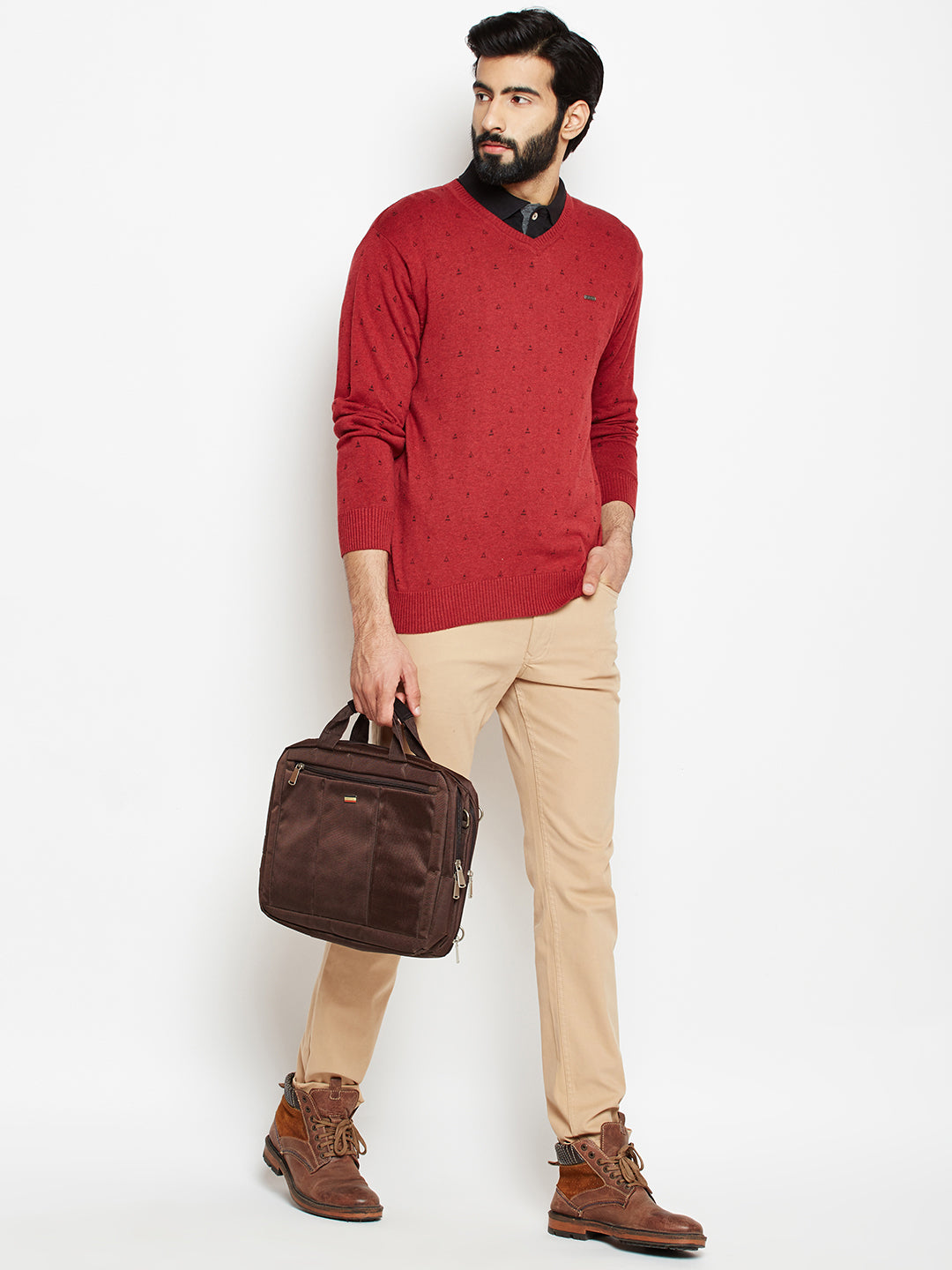 Red Printed Sweater-Men Sweaters-Crimsoune Club