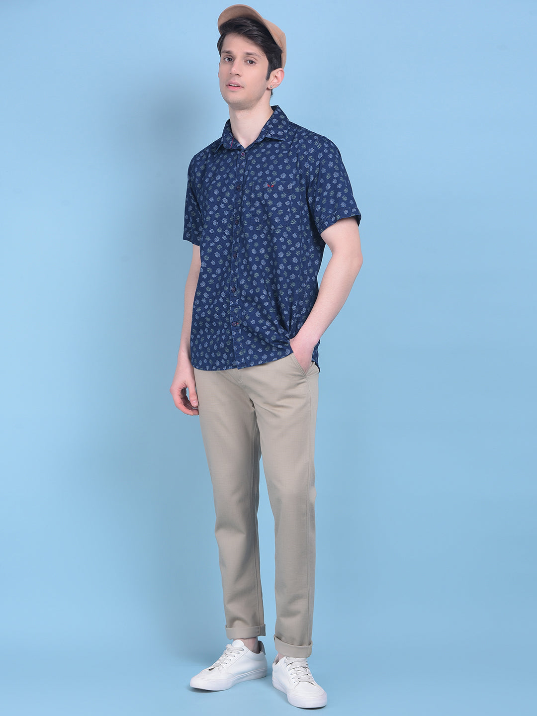 Khaki Printed Stretchable Cotton Trousers – Crimsoune Club