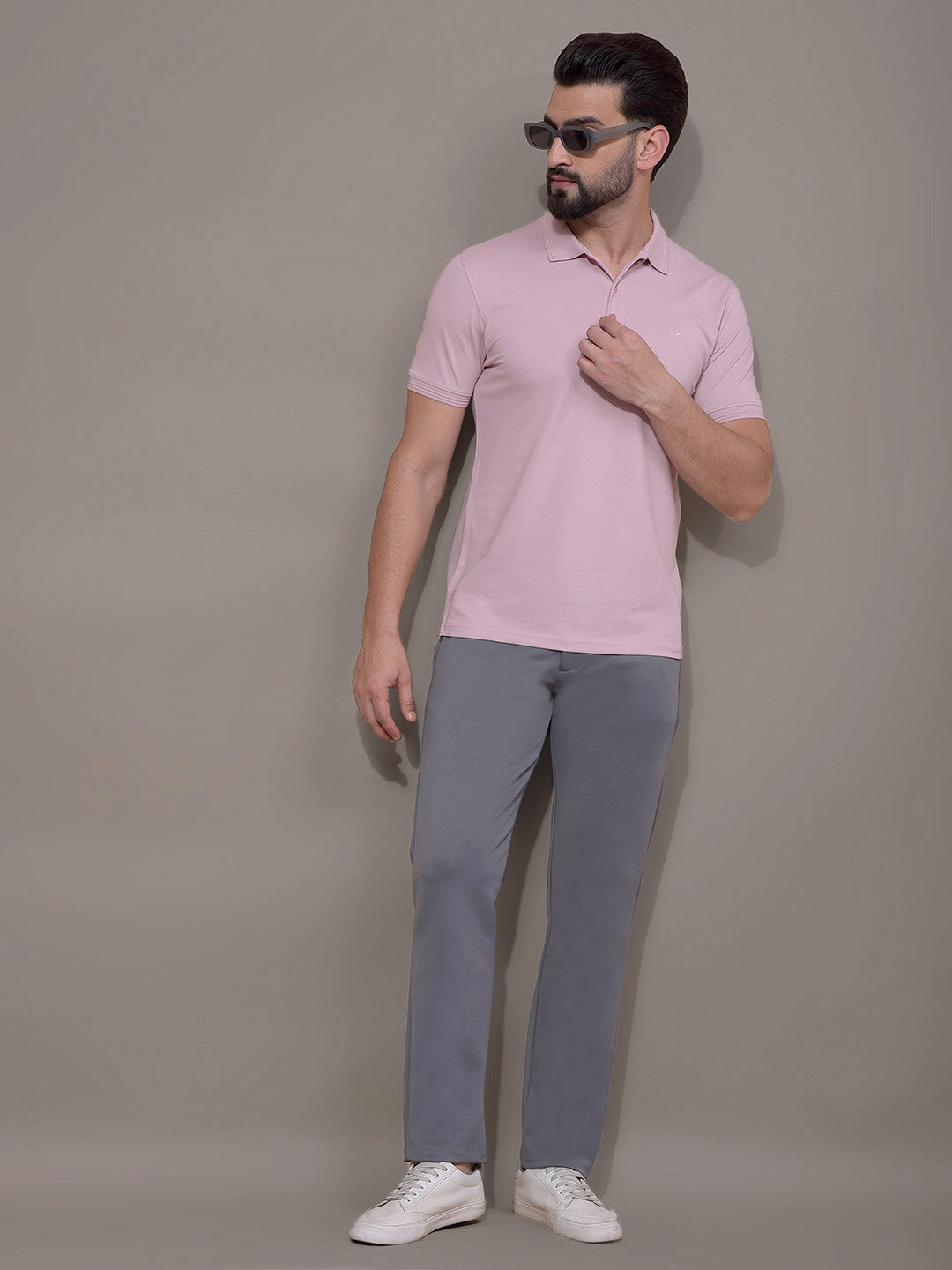 Pink Polo Neck T-Shirt