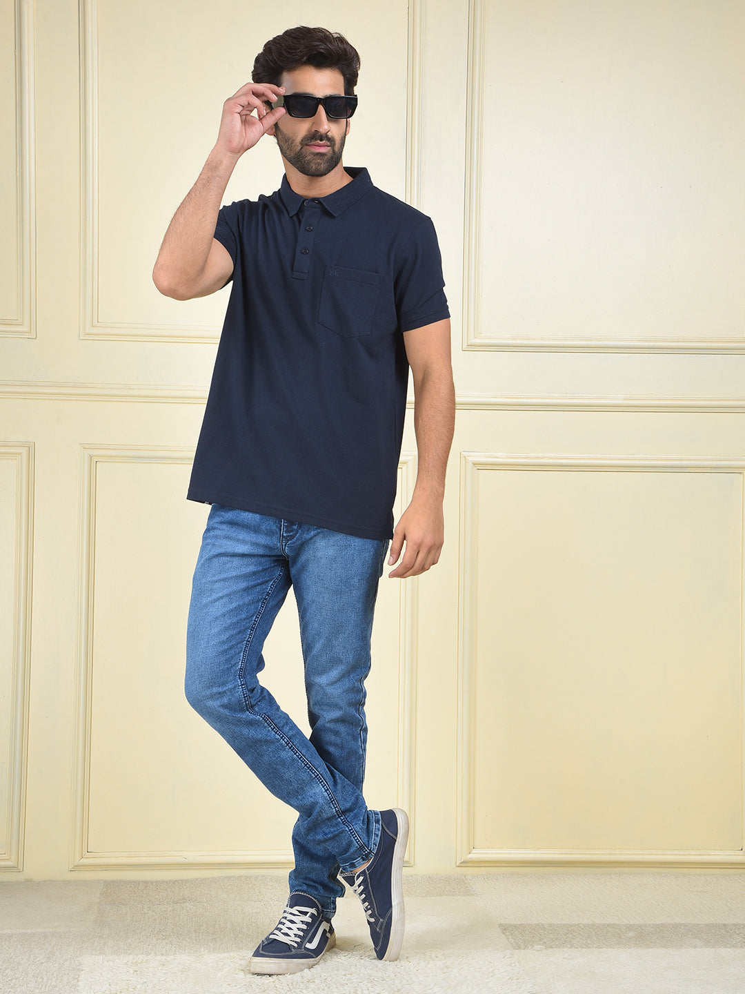 Navy Blue Polo Neck T-Shirt – Crimsoune Club