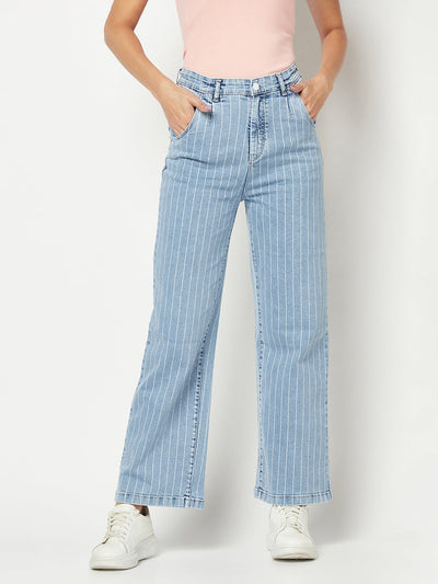  Blue Striped Wide-Fit Jeans