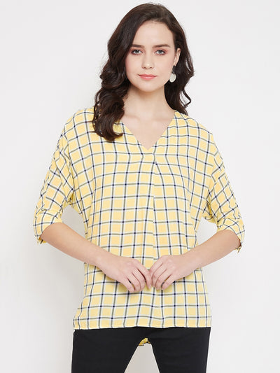 Yellow Checked Top - Women Tops