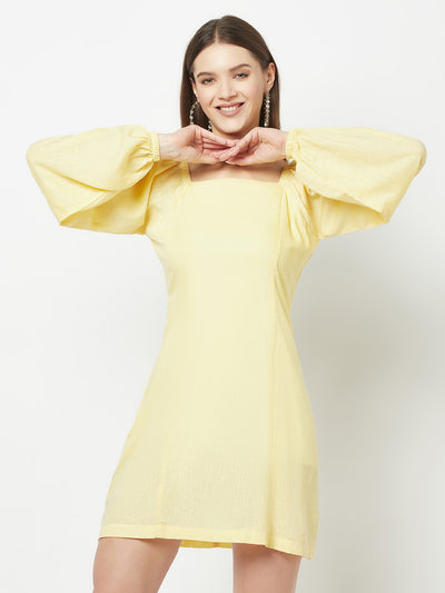 Yellow Off-Shoulder Dress-Women Dresses-Crimsoune Club
