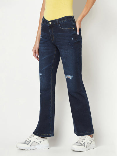  Distressed Boot-Cut Jeans