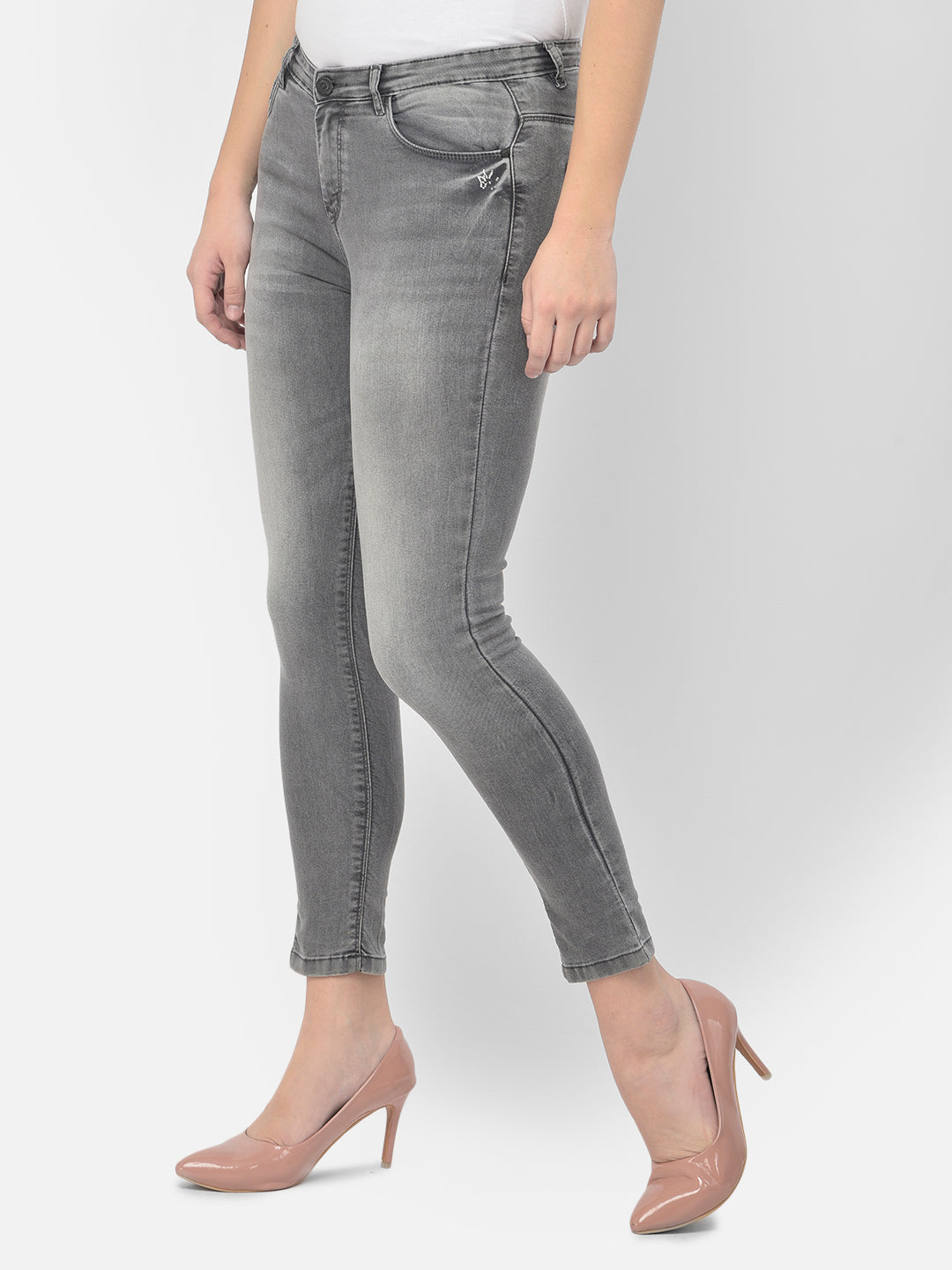 Grey Cropped Jeans - Women Jeans
