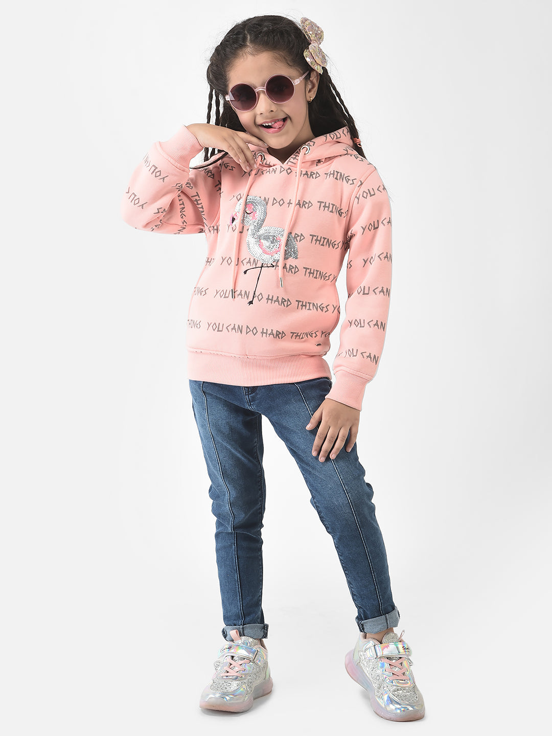 Pink Sweatshirt with Graphic Detailing