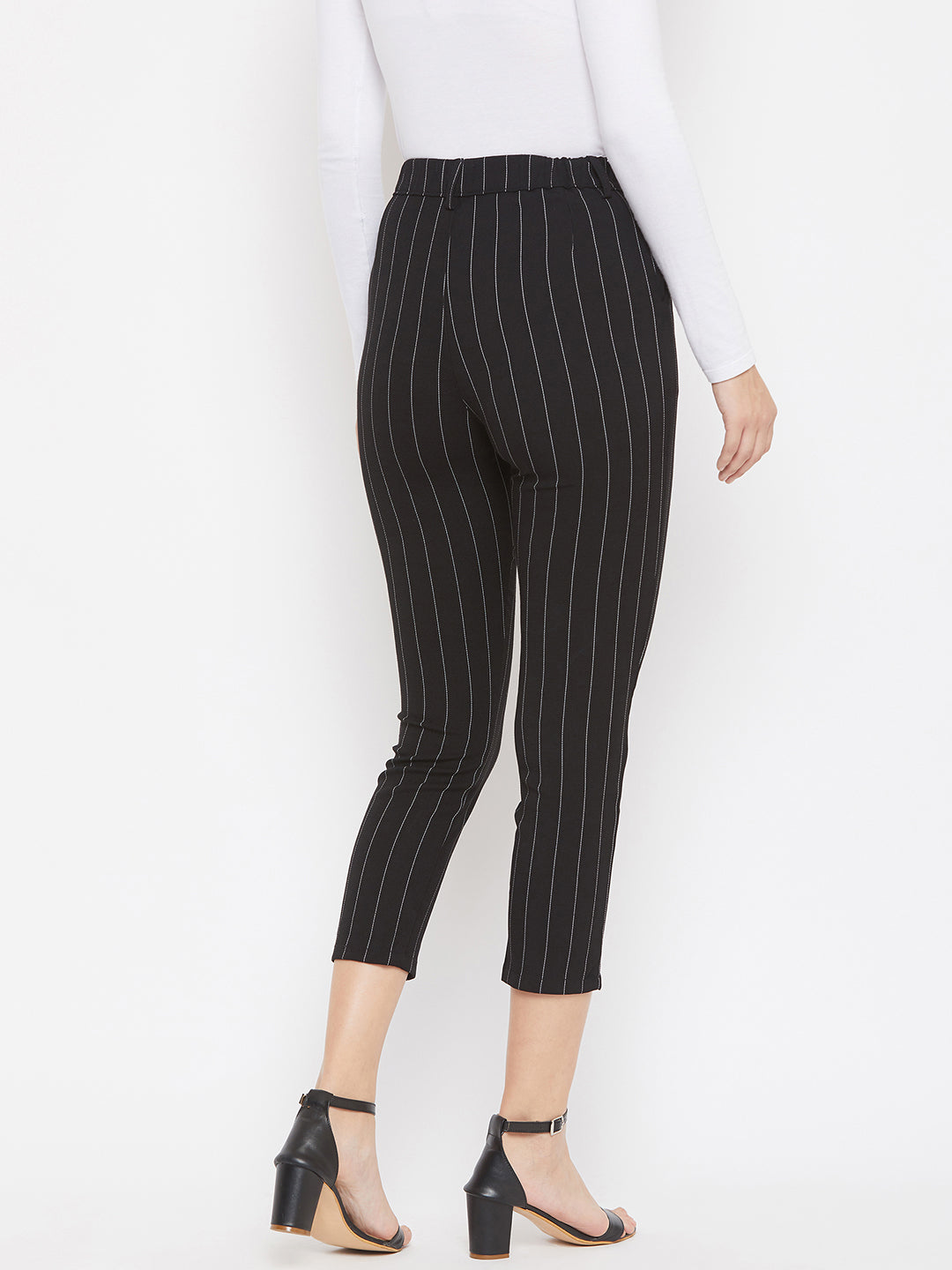 Black Pinstriped Trousers - Women Trousers