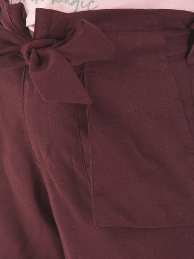   Maroon Patch-Pocket Shorts