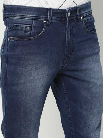 Blue Straight Legged Jeans-Men Jeans-Crimsoune Club