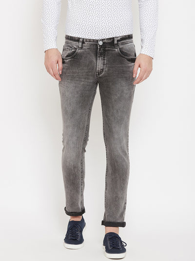 Grey Slim Fit Stretchable Jeans - Men Jeans