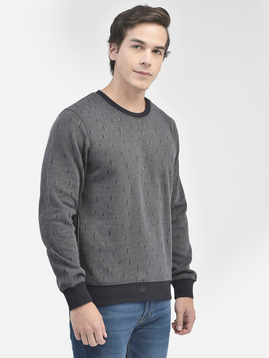 Navy Blue Printed Sweatshirt-Men Sweatshirts-Crimsoune Club