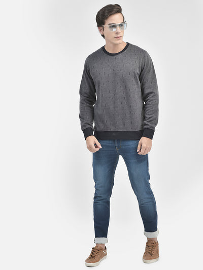 Navy Blue Printed Sweatshirt-Men Sweatshirts-Crimsoune Club