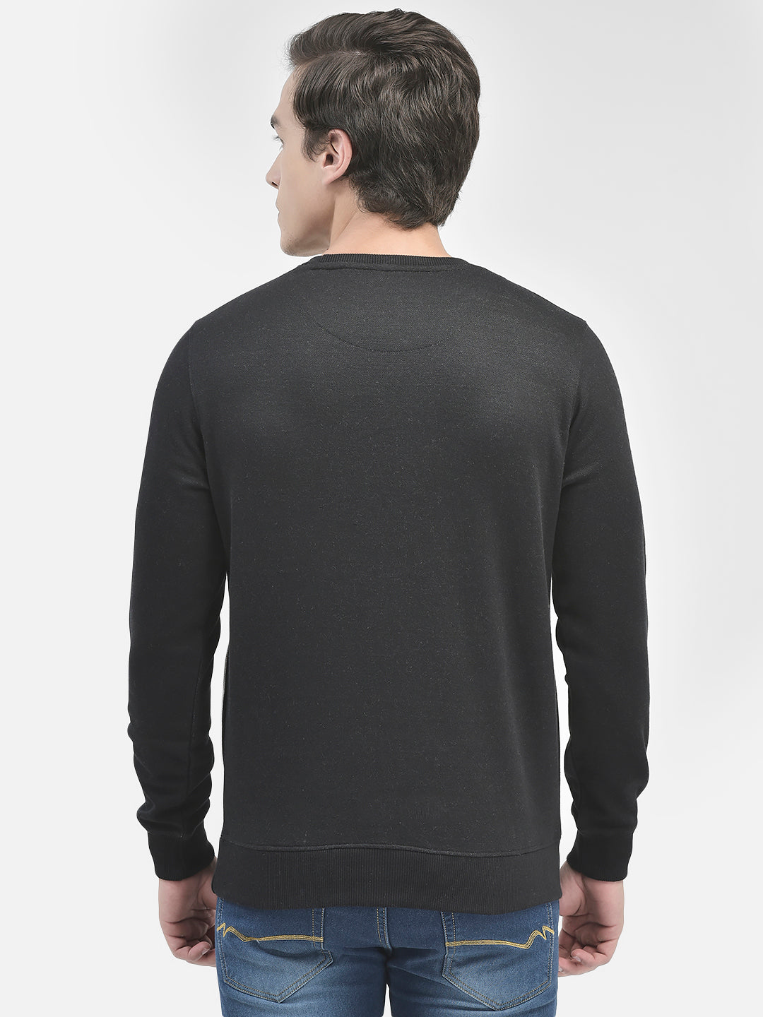 Black Colourblocked Sweatshirt-Men Sweatshirts-Crimsoune Club