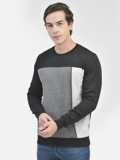 Black Colourblocked Sweatshirt-Men Sweatshirts-Crimsoune Club