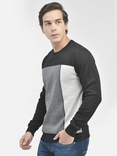 Black Colourblocked Sweatshirt-Men Sweatshirts-Crimsoune Club