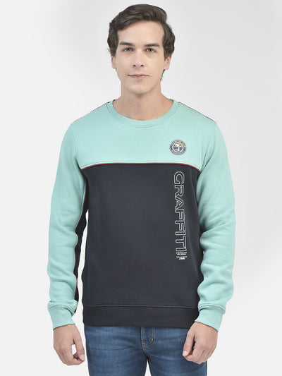 Navy Blue Printed Sweatshirt-Men Sweatshirts-Crimsoune Club