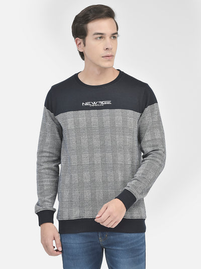 Navy Blue Printed Sweatshirt-Men Sweatshirts-Crimsoune Club