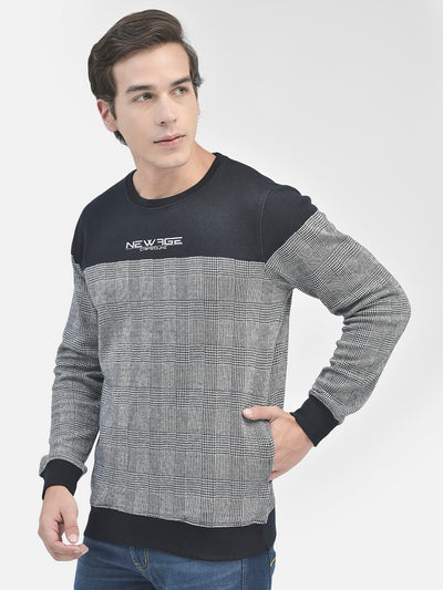 Navy Blue Printed Sweatshirt-Men Sweatshirts-Crimsoune Club