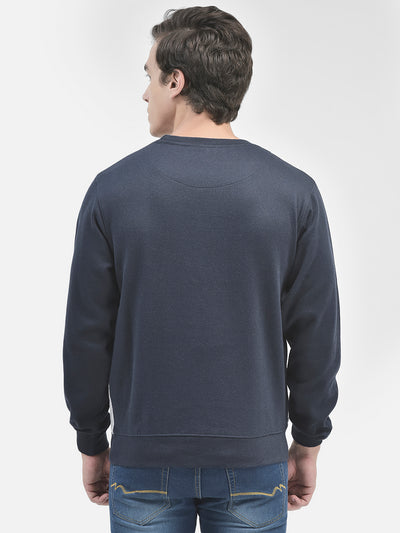 Navy Blue Colourblocked Sweatshirt-Men Sweatshirts-Crimsoune Club